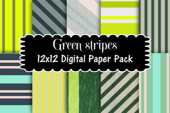 Download Green Stripes Digital Paper Pack - Stripes Collection