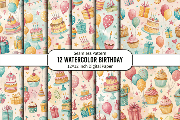 Download Bright Birthday Icons Seamless Pattern - Seamless pattern Collection