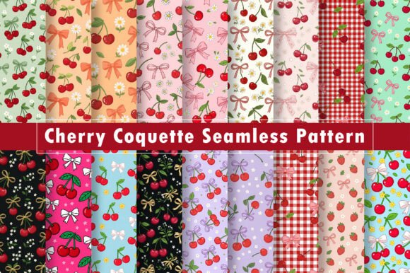 Download Cherry Coquette Seamless Pattern Bundle - Seamless pattern Collection