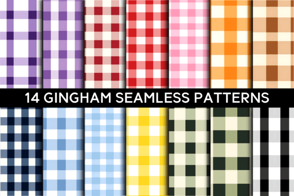 Download 14 Colorful Gingham Seamless Patterns - Seamless pattern Collection