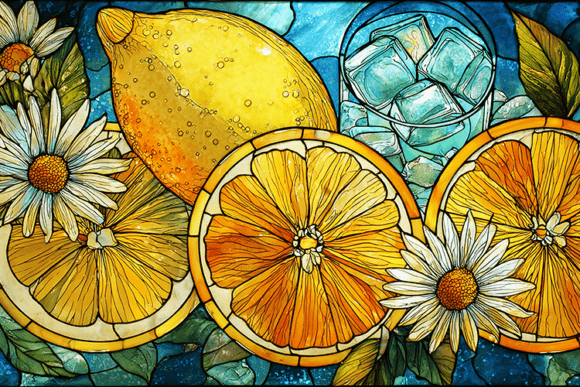 Download Citrus Lemon and Daisy Stained Glass - Daisy Collection