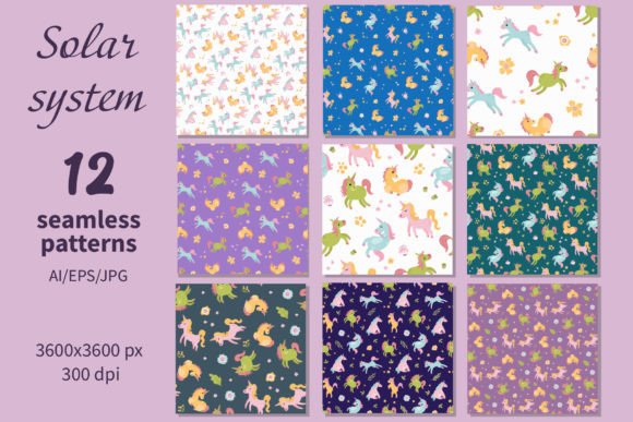 Download Unicorn- Paper/seamless Patterns - Seamless pattern Collection
