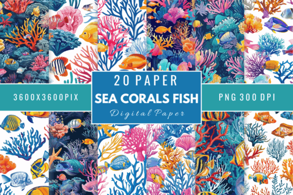 Download Sea Corals Fish Digital Papers Bundle - Premium Resources