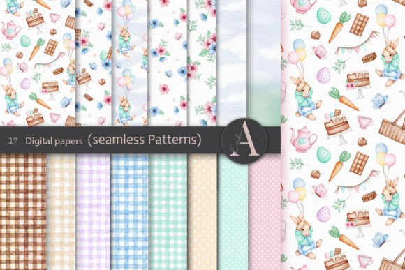 Download Easter Picnic Seamless Patterns - Seamless pattern Collection