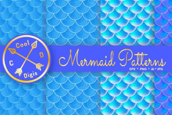 Download Mermaid Scales Blue Seamless Patterns - Seamless pattern Collection
