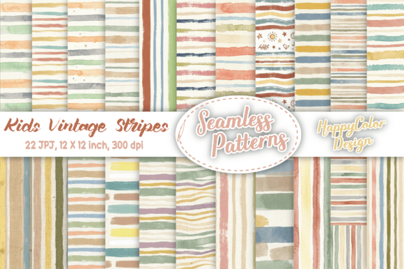 Download Kids Vintage Stripes Seamless Patterns - Seamless pattern Collection