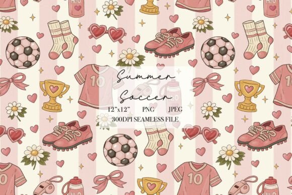 Download Summer Pink Soccer Seamless Pattern - Seamless pattern Collection