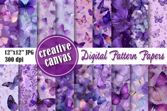 Download Purple Butterfly Seamless Pattern Bundle - Seamless pattern Collection