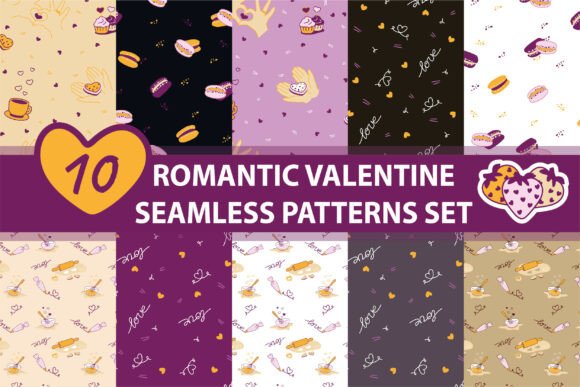 Download Romantic Valentine Seamless Patterns Set - Seamless pattern Collection