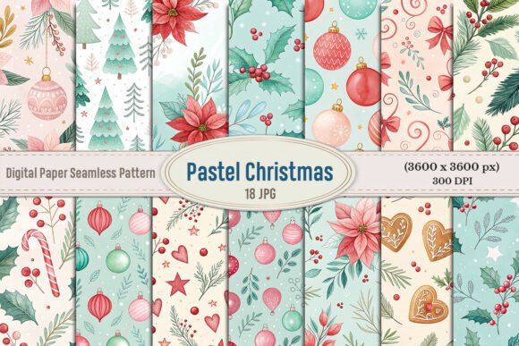 Download Pastel Christmas Seamless Pattern Bundle - Seamless pattern Collection