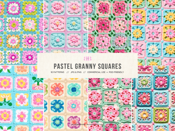 Download Crochet Granny Squares Seamless Patterns - Seamless pattern Collection