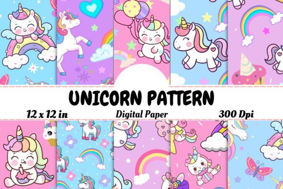 Download UNICORN SEAMLESS PATTERN - DIGITAL PAPER - Seamless pattern Collection