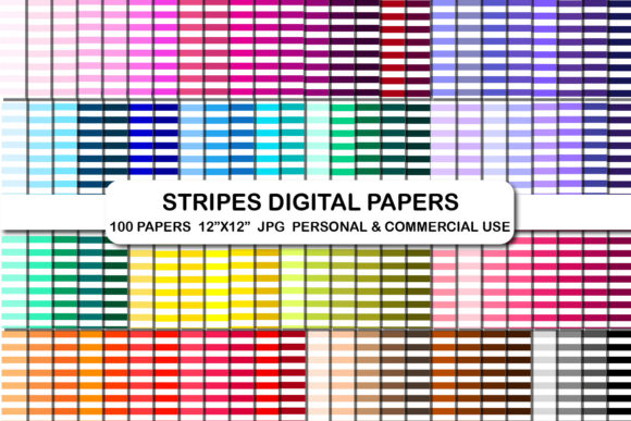 Download 100 Horizontal Stripes Digital Paper Set - Stripes Collection