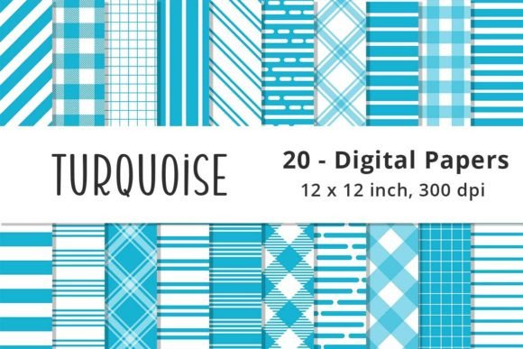 Download Turquoise Blue Stripes Digital Paper - Stripes Collection