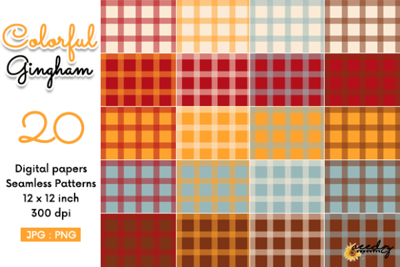 Download Colorful Gingham Seamless Patterns Set - Seamless pattern Collection