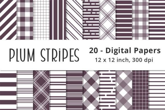 Download Plum Purple Stripes Digital Paper Pack - Stripes Collection