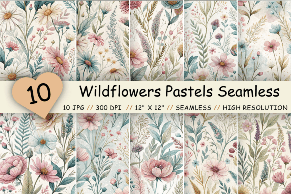 Download Wildflowers Pastels Seamless Pattern - Seamless pattern Collection