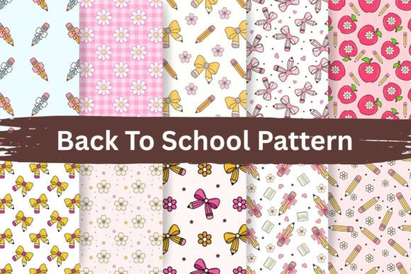 Download Back to School Seamless Pattern Bundle - Seamless pattern Collection