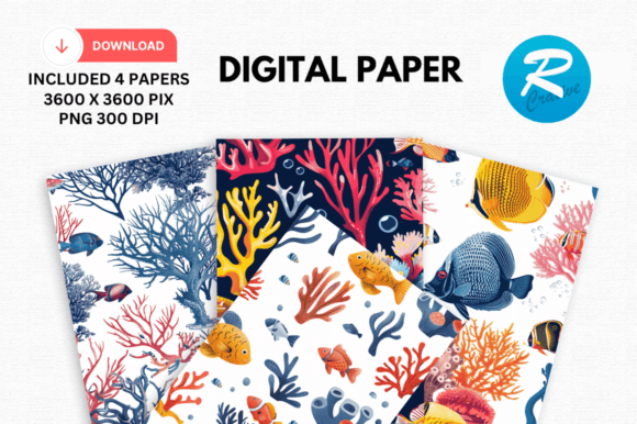 Download Sea Corals Fish Digital Papers Pattern - Fish digital papers Collection