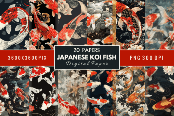 Download Japanese Koi Fish Digital Papers Bundle - Premium Bundle