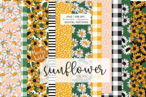 Download Sunflower Picnic Seamless Patterns - Seamless pattern Collection