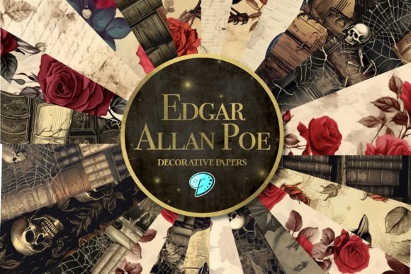 Download Edgar Allen Poe Seamless Pattern Papers - Seamless pattern Collection