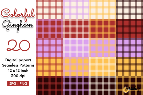 Download Colorful Gingham Seamless Patterns Set - Seamless pattern Collection