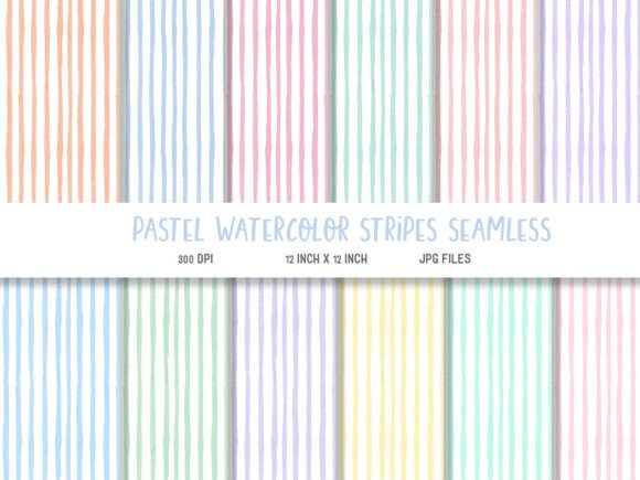 Download Pastel Watercolor Stripes Digital Paper - Stripes Collection