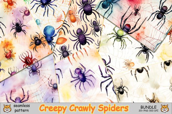 Download Creepy Spiders Seamless Pattern Bundle - Seamless pattern Collection