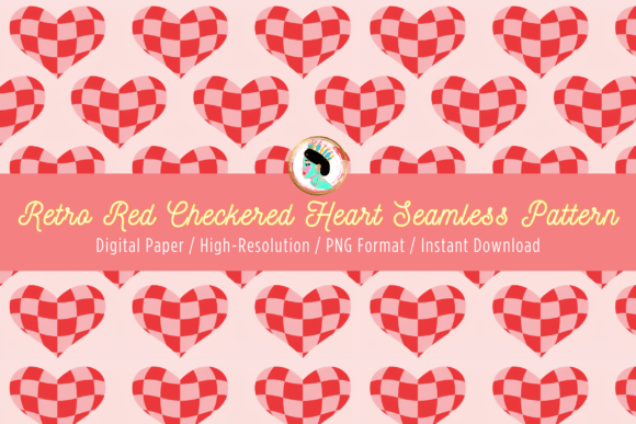 Download Retro Checkered Heart Seamless Pattern - Seamless pattern Collection