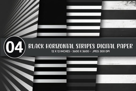 Download Black Horizontal Stripes Digital Paper - Stripes Collection