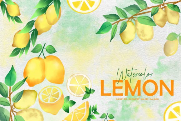 Download Watercolor Lemon Clipart Set - Lemon clipart Collection