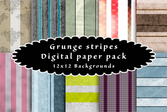 Download Grunge Stripes Digital Paper Pack - Stripes Collection